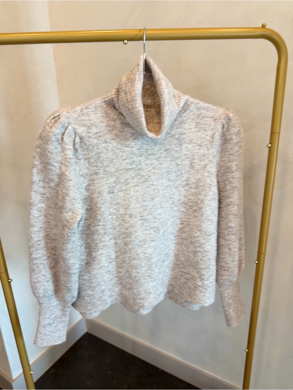 Frame Cream Marled Turtleneck Sweater XS
